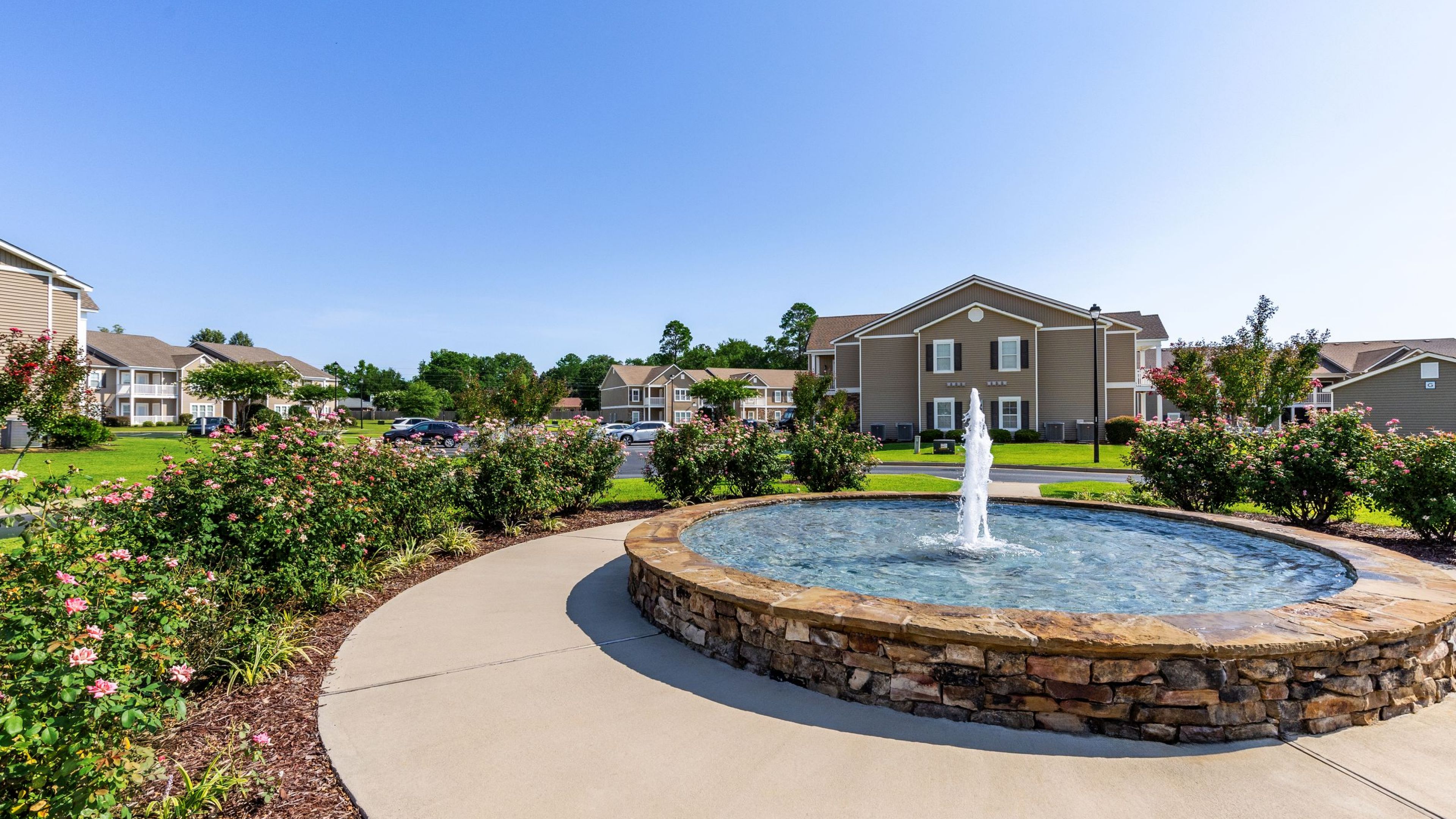 Hawthorne Crestview outdoor pavilion with tables and chairs, ceiling fans, and nice grills